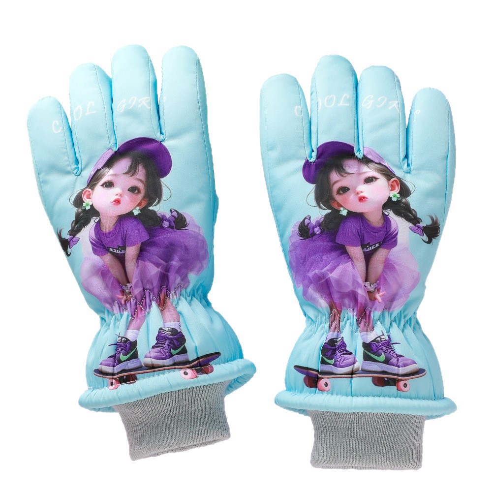 Guantes de esquí para niños calientes a prueba de derrames de agua en invierno, guantes de nieve a prueba de viento y frío para niños y niñas.