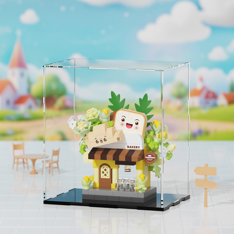 Compatible con Le City High Building Street View Burger Coffee Flower Shop Bloques de construcción pequeños juguetes de puzzle para niños