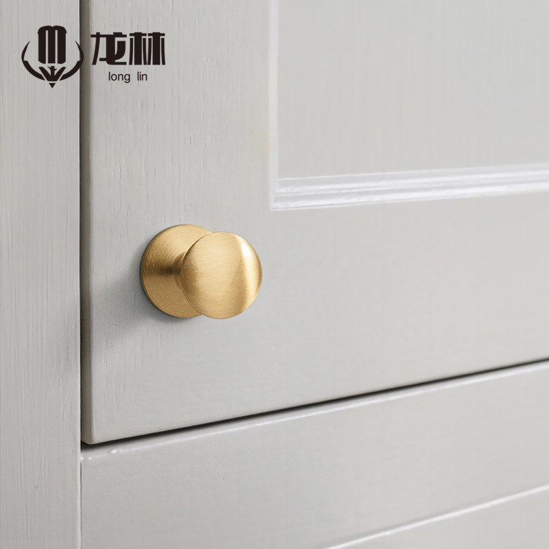 新款單孔現代簡約長嵌入式榻榻米衣櫥鞋櫃家具抽屜門純黃銅拉把手