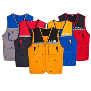 Work clothes vest printed logo word decoration work clothes advertising vest site multi-pocket tooling