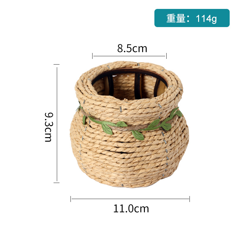 종이 밧줄로 짠 배꼽 화분