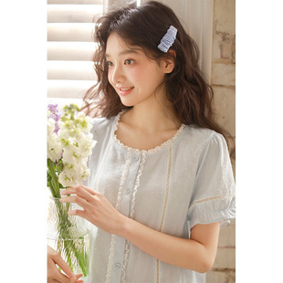 Summer Pajamas Women's Nightgown Women's 2025 New Short-sleeved Cotton Gauze Thin Outer Wearing Women's Home Dress