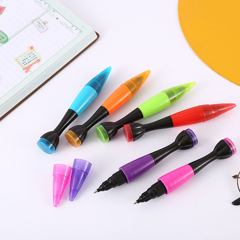 Cross-border explosion new flash tattoo pen children's creative graffiti pen tail smiley seal graffiti pen wholesale