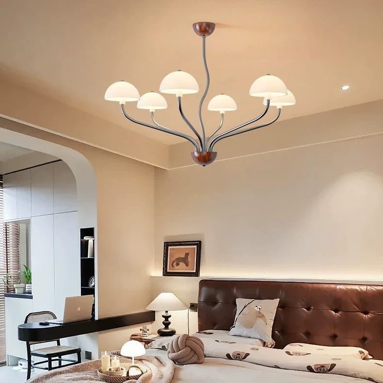 Estilo americano retro moderno, simple, creativo, villa de alta gama, sala de estar vacía, comedor, candelabro de vidrio, dormitorio, candelabro de estudio