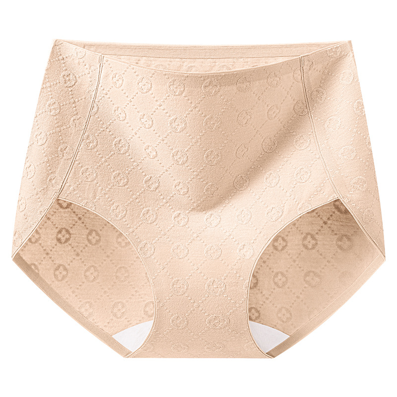 2024 nuevo estilo de algodón de cintura alta, abdomen sin clip, cadera 7A, entrepierna de algodón antibacteriano, sin costuras, jacquard transpirable para mujer