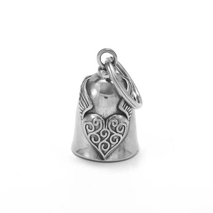 Amazon New Vintage Heart Wings Bell Pendant Men and Women Motorcycle Skull Bell Necklace Pendant