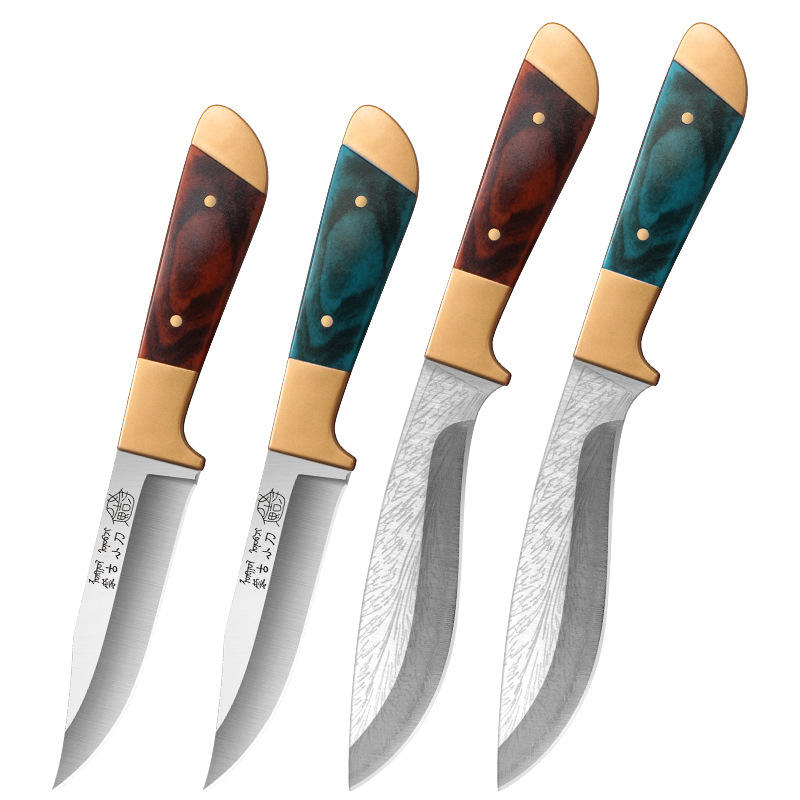 Cuchillo mongol cuchillo de madera de color doble cabeza de bronce mango cuchillo de carne cuchillo de frutas casero cuchillo de corte de carne cuchillo de barbacoa de campamento al aire libre image 4