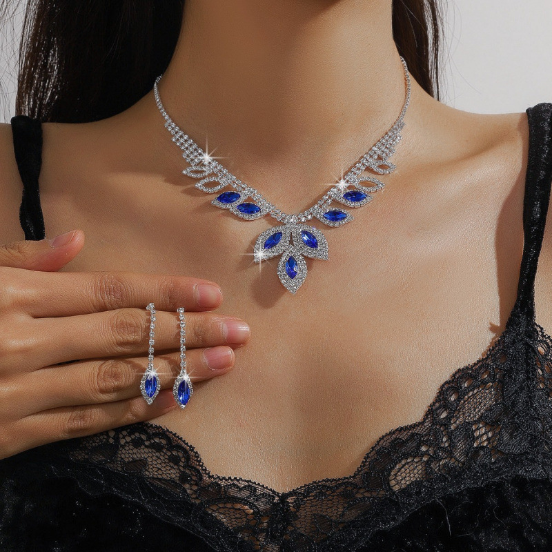 Bruidssieraden ketting oorbellen sieradenset bruiloft banket jurk ketting modieuze en veelzijdige temperament accessoires_voghion.com