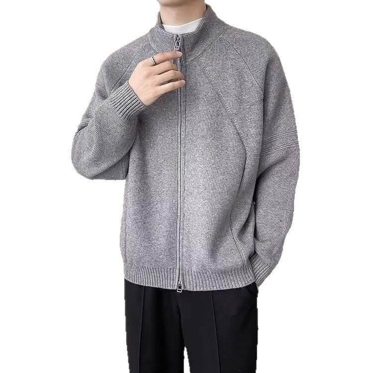 Explosiones transfronterizas de tamaño europeo suéter de cremallera doble chaqueta cardigans chaqueta suéter de punto fábrica de negocios al por mayor