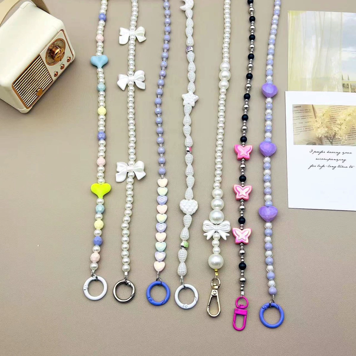 Creative universal mobile phone from pearl, bag strap, bag decoration, accessory, handle, phone case, chain, pendant