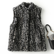 进口水貂毛皮草马甲背心2025冬新款海宁外套高端豹纹印花貂皮大衣