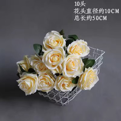 Serie de bodas de rosas amarillas Material floral de simulación Centro comercial de bodas Fondo de decoración de ventana Guía de ruta Arreglo floral Arreglo floral Arreglo floral