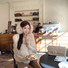 金蘑菇菇同款Sagafur 小狐狸马甲/ 芬兰进口狐狸皮草 夹革工艺