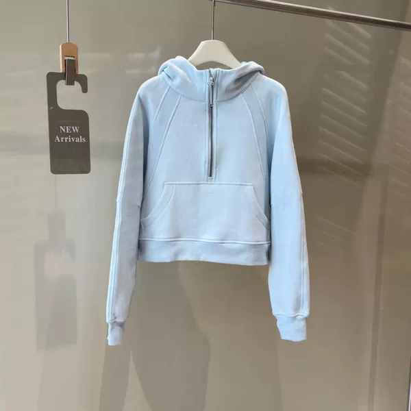 Original Lulu Little Octopus Embroidery Scuba Half-Zip Jacket, Lulu-style Loose Sports Yoga Top for Women