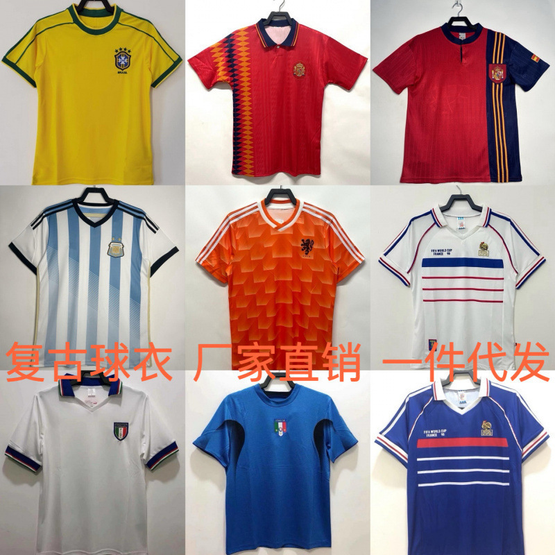 National Team Classic Retro Jersey Spain Argentina France Netherlands Italy Short-Sleeved Football Shirt National Team Classic Retro Jersey Spain Argentina France Netherlands Italy Short-Sleeved Football Shirt