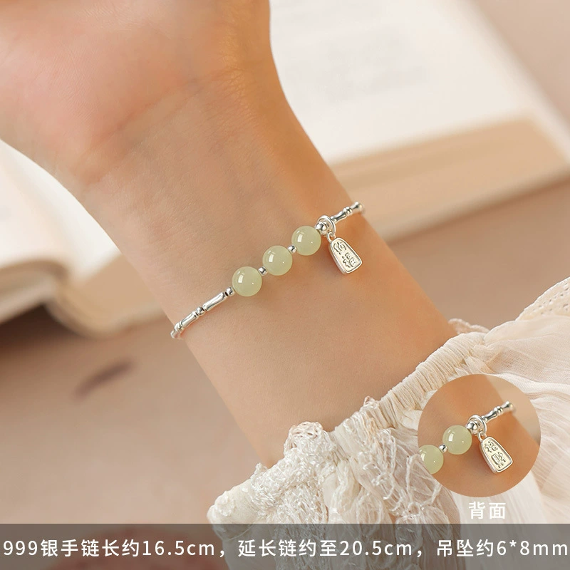 Small design sophisticated bracelet, silver 999 sample, light luxury style