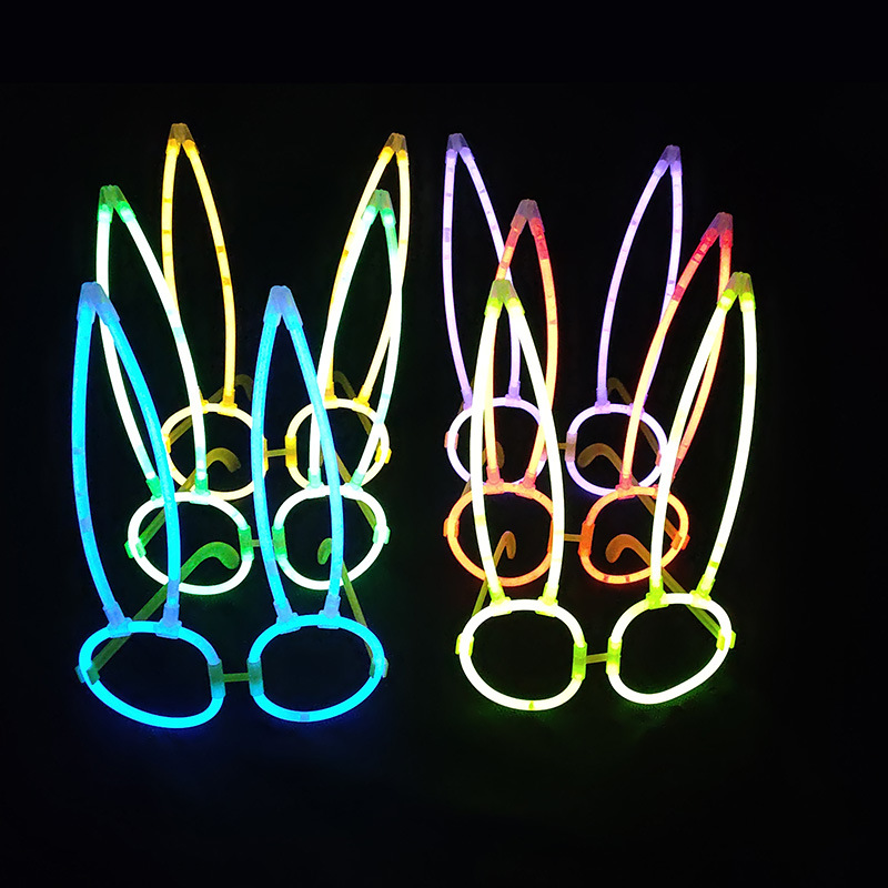 Fábrica directa de gafas de conejo luminoso regalos de vacaciones padres e hijos fiesta de cumpleaños de moda creativa juguetes luminosos DIY