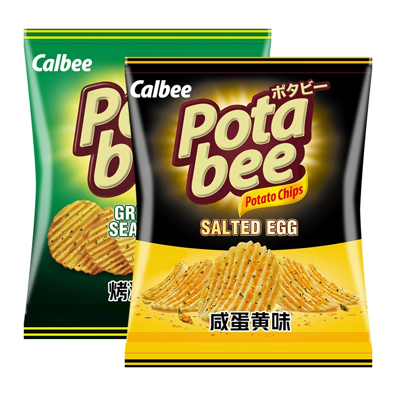 Индонезия импортирует Kalbei Calbee Pota Bi жареные морские водоросли со вкусом соленых яиц с картофельными чипсами, наполненные закусками 68 г