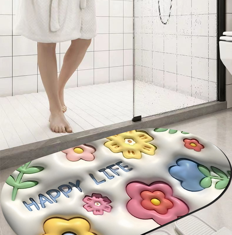 3D立体感膨胀小花软硅藻泥吸水地垫浴室防滑垫厕所卫生间地垫脚垫详情15