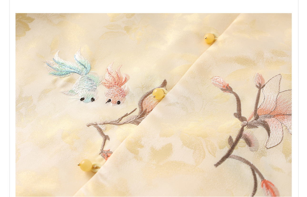 Bộ áo váy satin thêu jacquard cổ tròn phong cách Trung Hoa N6026 — áo, váy chi tiết 23