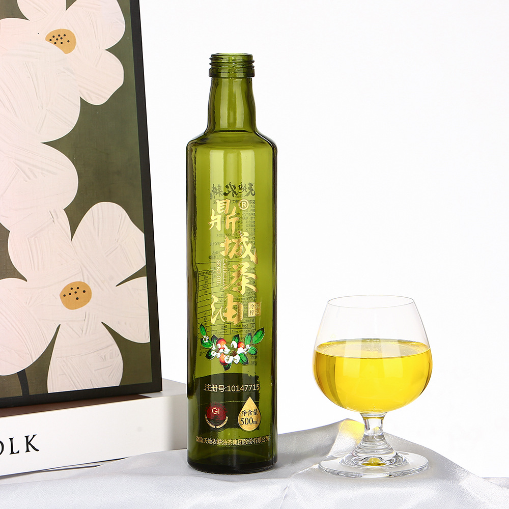 批发墨绿色橄榄油瓶山茶油瓶方形200ml橄榄油瓶香油瓶玻璃空油瓶