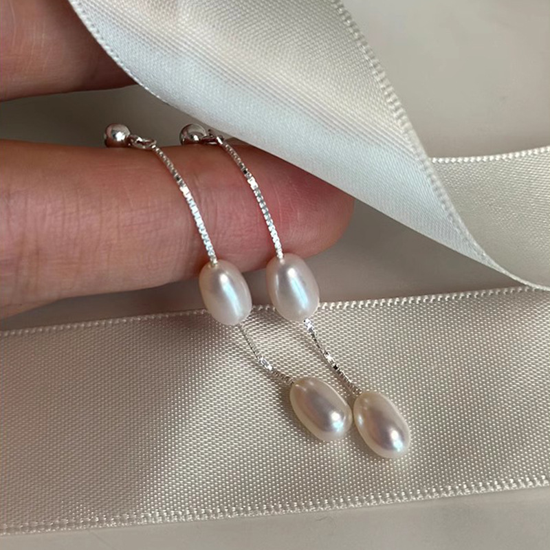 13g Weight Drop Earrings Classification 1 Pair 925 Sterling Silver Freshwater Pearl Geometric Drop Earrings