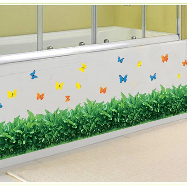 AY7185一然厂家批发小草地踢脚线卧室客厅背景装饰可移除防水墙贴