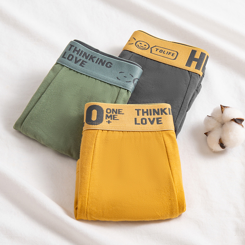 Ropa interior de los hombres Algodón puro HOLA cinturón grafeno entrepierna antibacteriano cómodo transpirable personalidad moda boxeadores color sólido