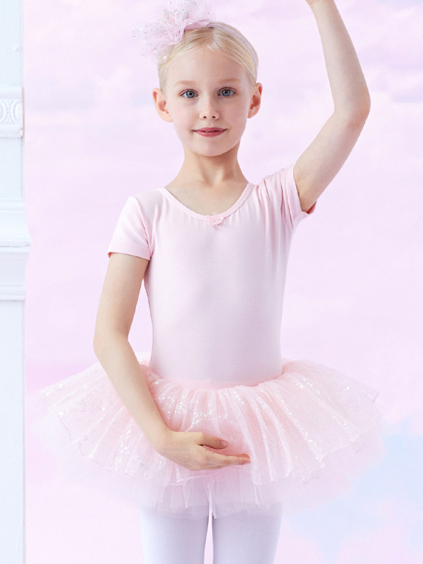 子供のダンス服の女性の夏の半袖の練習服の女の子の中国のダンスのバレエのスカートの子供のダンスの蓬蓬の紗のスカート|undefined