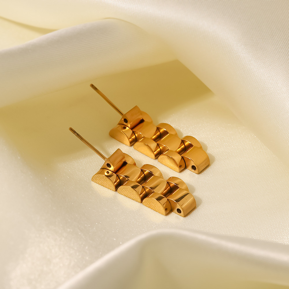 Simple Style Watch Strap Stainless Steel Chain Drop Earrings 1 Pair