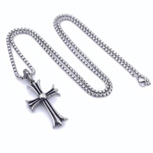 外贸饰品批发首饰个性复古克罗心正反面十字架吊坠项链时尚朋克