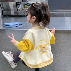 女の子コート春秋金2025春装新型洋気児童野球服ネット赤爆街赤ちゃん春上着
