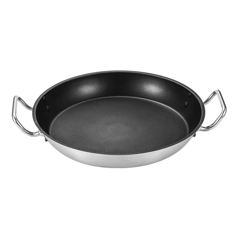 Cocina occidental antiadherente plana sartén Placa de carne de acero inoxidable compuesto inferior sola manija sartén Cocina de Inducción de gas Universal