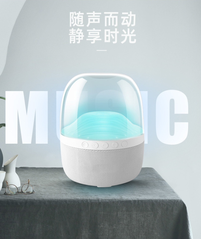 新しいl 9ハマンクール無線bluetoothスピーカーledランプは音楽のリズムに合わせてライトを送ります。|undefined