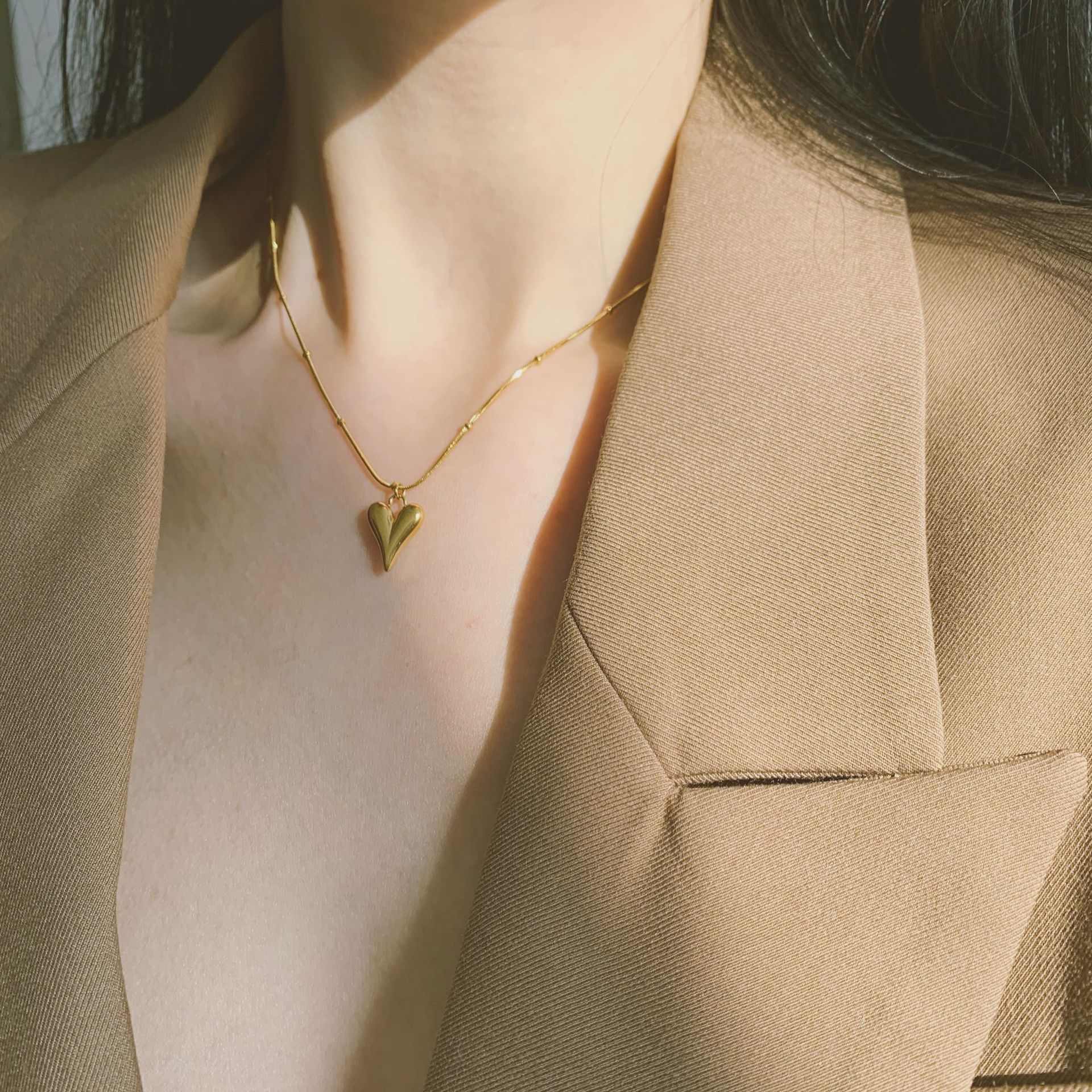 304 Stainless Steel Pendant Material No Inlaid Inlay Material PVD Coated 18K Gold Plated Geometric 304 Stainless Steel Simple Style Waterproof Non Tarnish 304 Stainless Steel Necklace