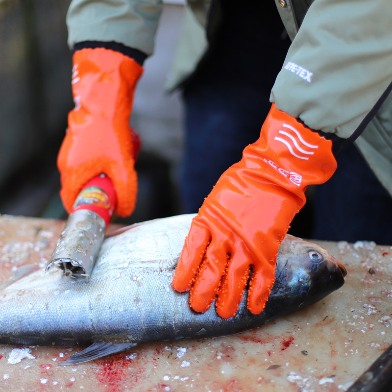 Dengsheng guantes acuáticos de inmersión completa para la matanza de peces de mariscos impermeables antideslizantes de partículas grandes engrosados guantes de protección laboral