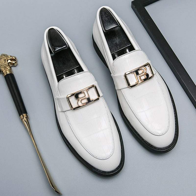 Foreign trade new men's leather shoes casual business shoes white formal leather shoes low heel men's pointed Business white shoes