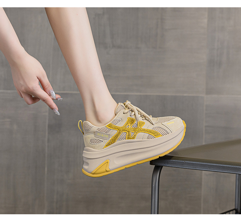 Giày sneaker nữ đế dày lưới mesh thoáng khí mẫu mới thu 2026 — M2916-1 da đỏ, M2916 lưới màu be, M2916-1 da màu vàng, M2916 lưới đỏ chi tiết 27