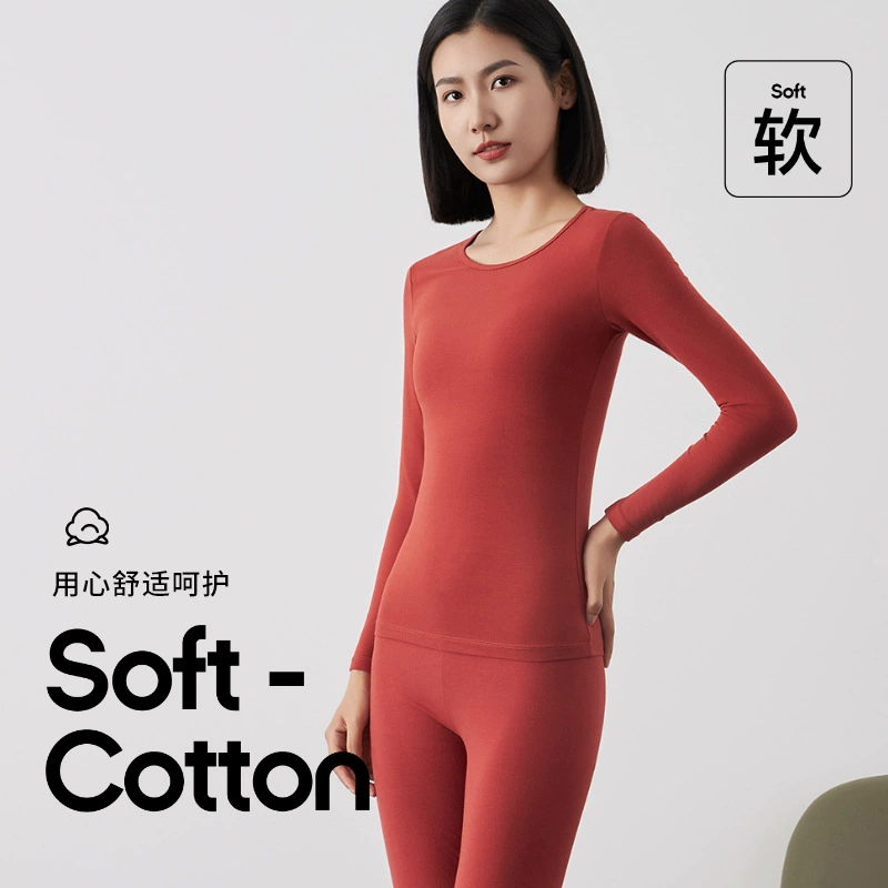Женское термобелье, осенне-зимний новый комплект из чистого хлопка с длинными рукавами и брюками для женщин