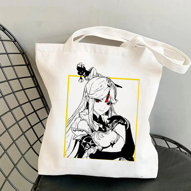 Comercio exterior transfronterizo Genshin Impacto Y2K impresión bolsa de lona Harajuku bolsa de hombro bolsa de moda bolsa de compras