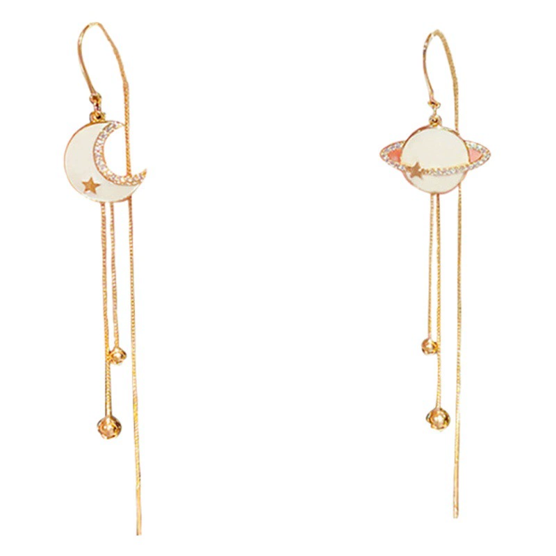 925 Серебряные иглы Дизайн Sense Moon Earth Ear Line Модные студенческие асимметричные серьги оптом Премиум Sense Серьги для женщин