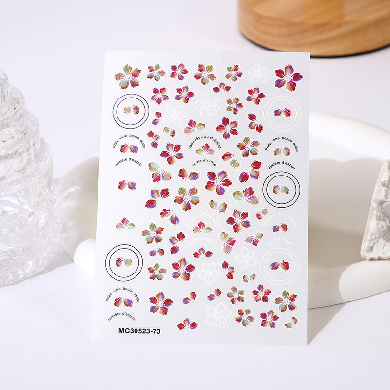 Rose manicure Japanese stickers super nice flower stickers painted white edge rose Series nail jewelry