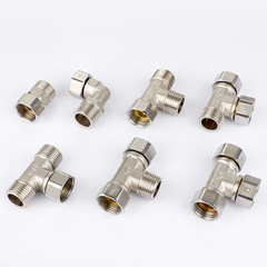 Wholesale 4 inch copper tee hot water pipe tee inside and outside thread elbow direct copper electroplating 304 with live joint tee 