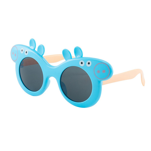 新款小猪儿童镜韩版儿童墨镜动漫卡通太阳镜男女宝宝眼镜批发圆框