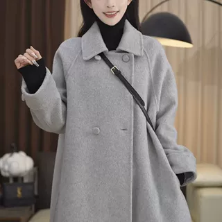 韩版新款显瘦中长款大衣小个子宽松秋冬季女毛呢气质外套
