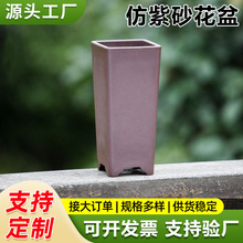 兰花花盆简约高筒仿紫砂盆景君子兰悬崖桩专用盆耐用树脂花盆批发