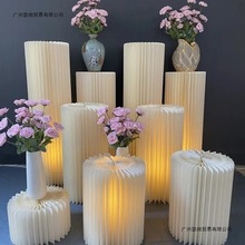 婚庆生日折纸路引折叠圆柱甜品罗马柱节日派对装饰道具橱窗商场