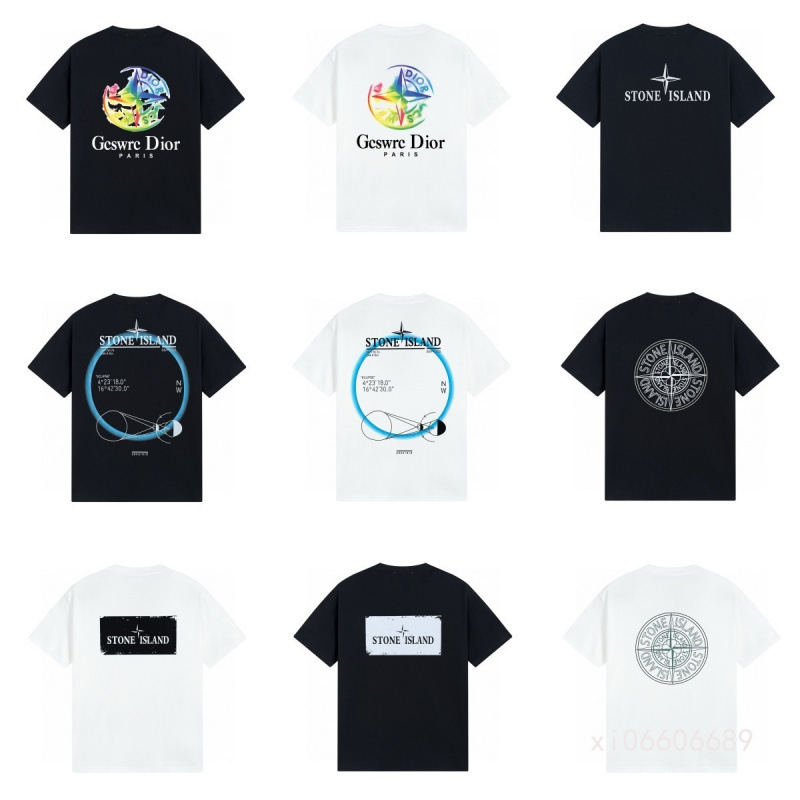Trendy Brand Stone Island Short-Sleeved T-Shirt for Men and Women, Same Style for Couples, with Logo Letters on the Back, Printed Round Neck, Camouflage Print Trendy Brand Stone Island Short-Sleeved T-Shirt for Men and Women, Same Style for Couples, with Logo Letters on the Back, Printed Round Neck, Camouflage Print