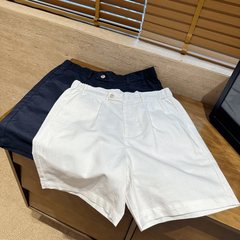オールドマネースタイル ホワイト コットンとリネン ウエストゴム 5点ショーツ メンズ 夏 薄手 ビジネス 通勤 カジュアルパンツ