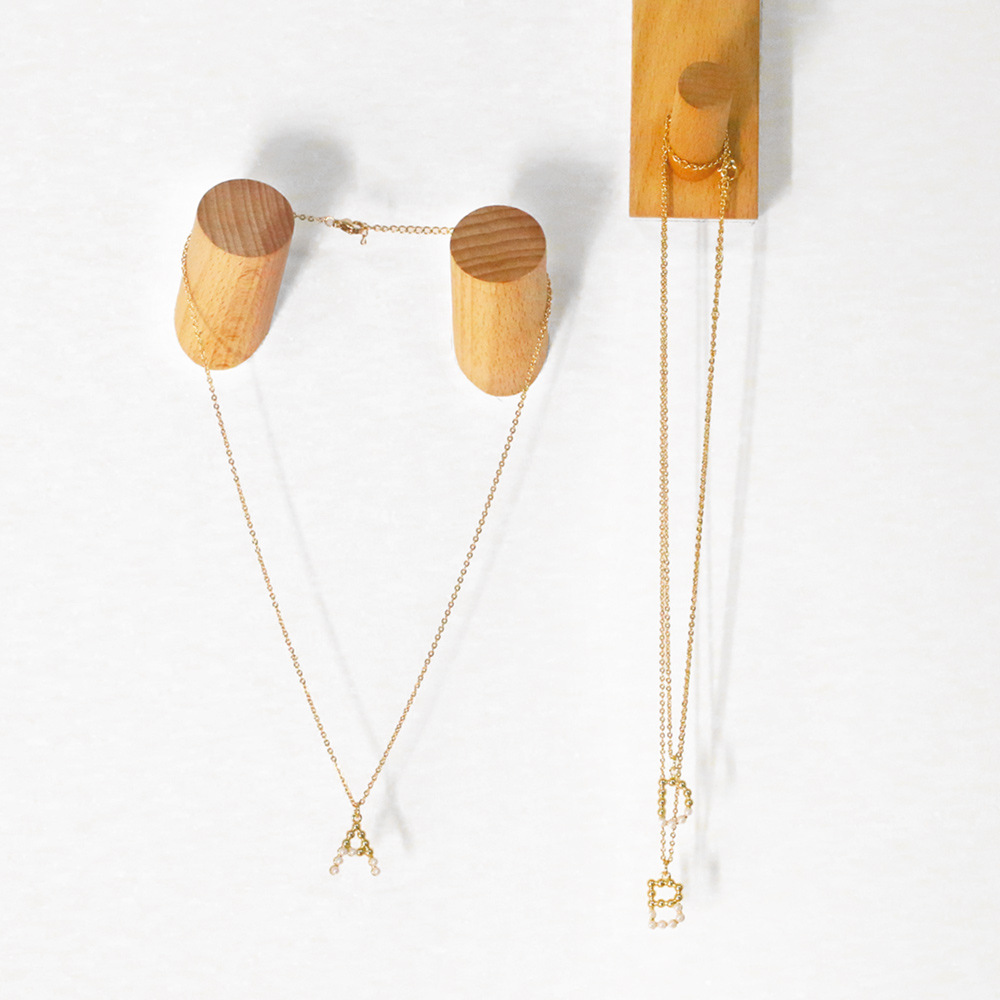 New Simple 26 Letters Pendant Pearl Bead Collarbone Copper Necklace